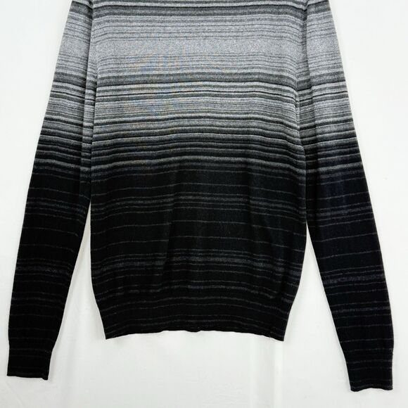 Marc Anthony Sweater Mens L Black Gray Stripe Cotton Cashmere Wool - Picture 6 of 15